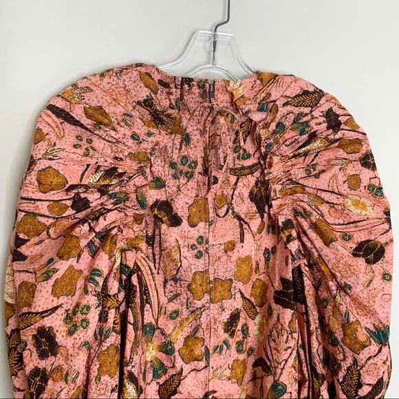 NEW Ulla Johnson Devya Mini Dress (Sz 0) Puff Sleeve Ruffle Trim Blush Floral - Picture 10 of 14